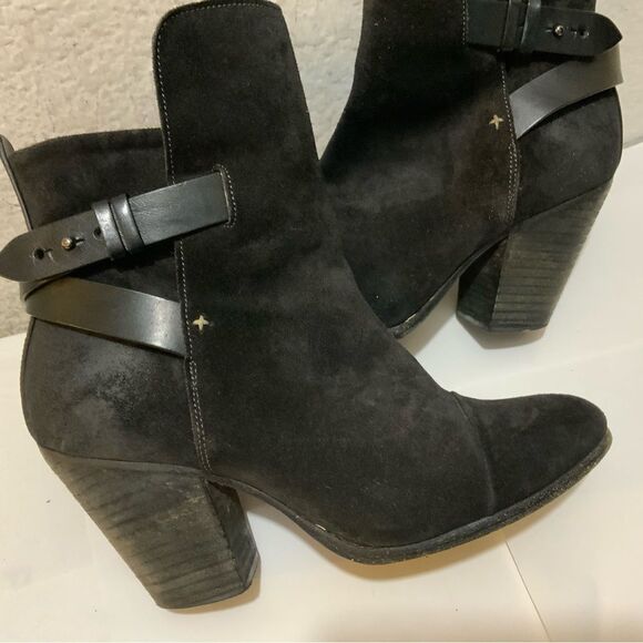 Rag & Bone • Kinsey suede ankle boot heeled bootie moto celeb 39B dark brown - Picture 6 of 12